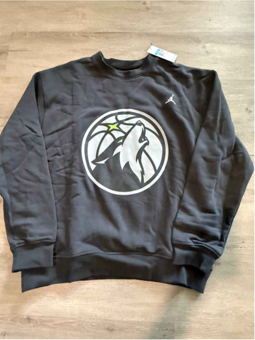 Men's Jordan Charcoal Timberwolves Crewneck Sweatshirt M White